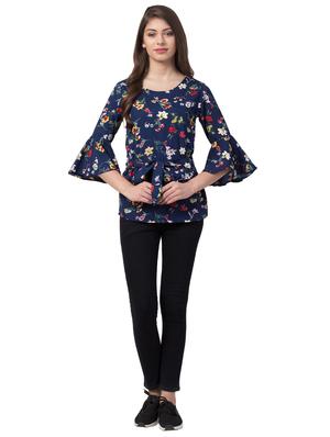 bell sleeved tie knot floral top - 16658231 - Standard Image - 4
