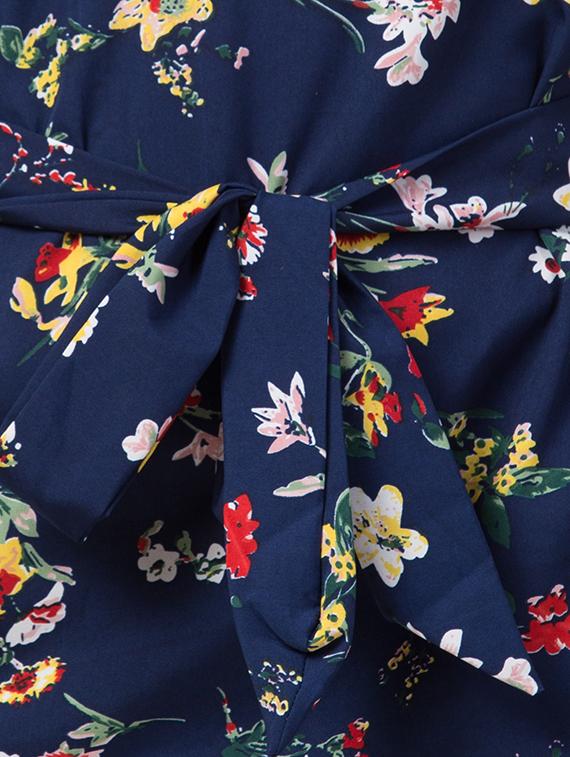 bell sleeved tie knot floral top - 16658231 - Zoom Image - 5