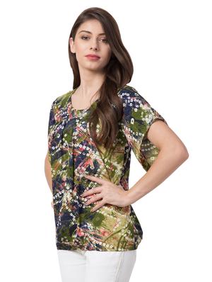 round neck pleated blouson top - 16658242 - Standard Image - 2