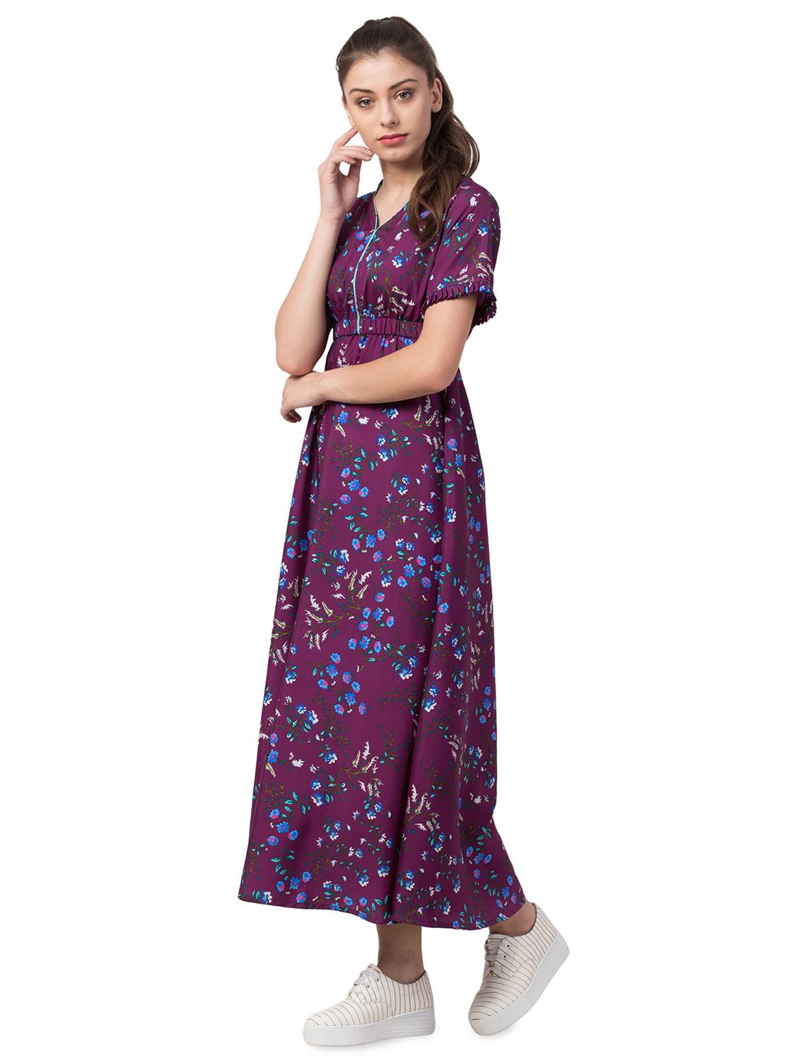 frill trim floral maxi dress - 16658243 - Zoom Image - 2