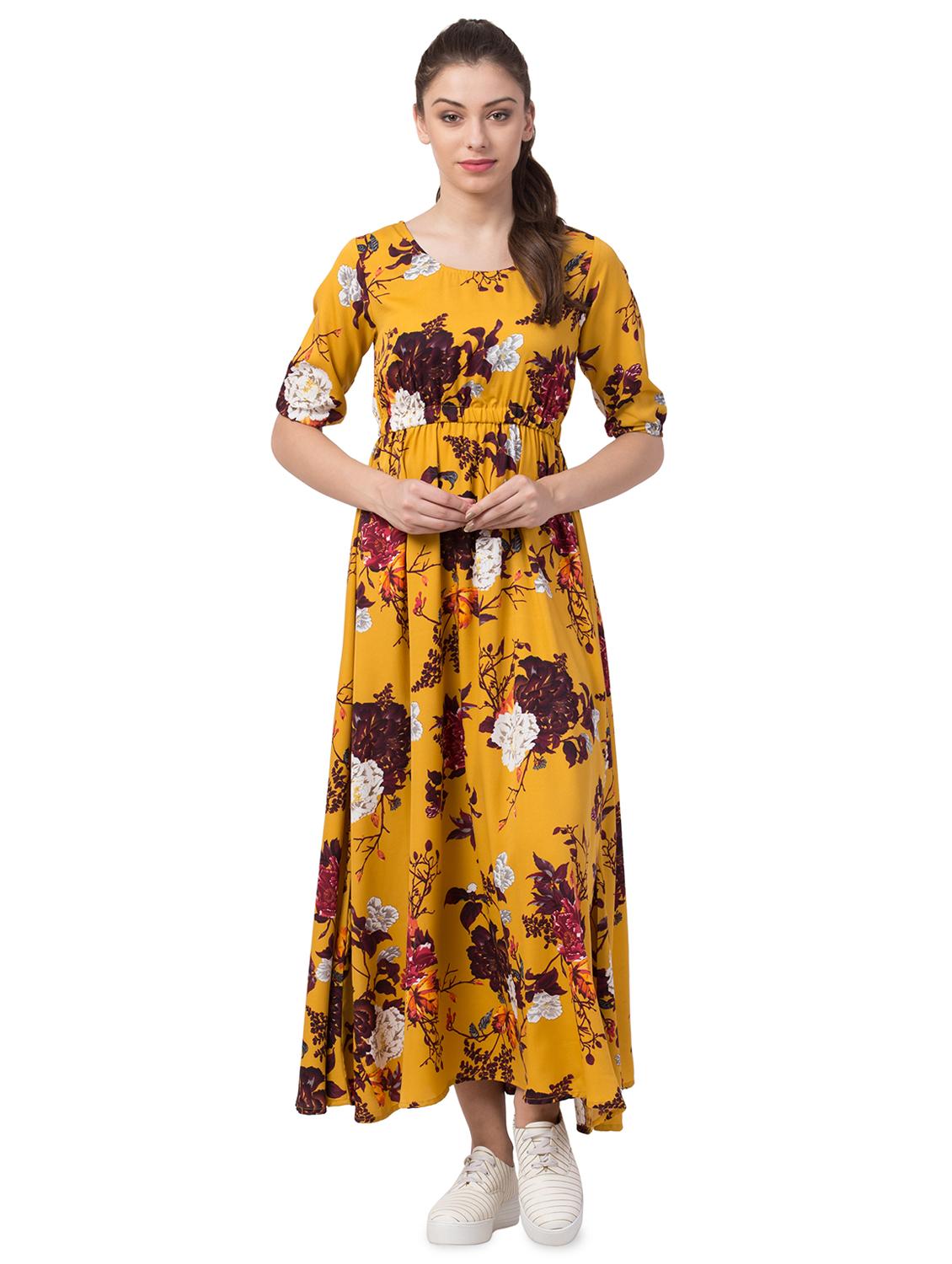 round neck floral maxi dress - 16658245 - Zoom Image - 1