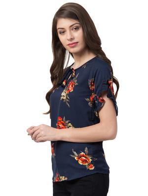 tie knot bell sleeved floral top - 16658251 - Standard Image - 2