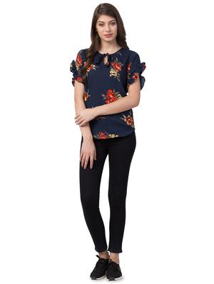 tie knot bell sleeved floral top - 16658251 - Standard Image - 4