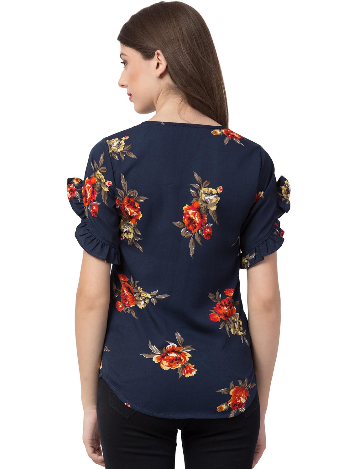 tie knot bell sleeved floral top - 16658251 - Zoom Image - 3