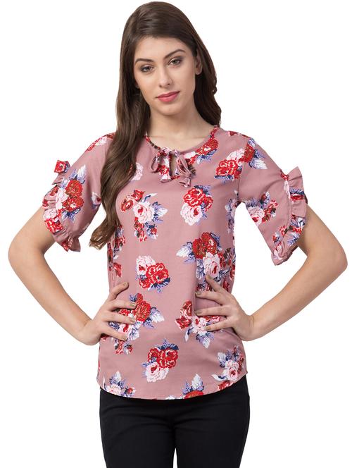 tie knot bell sleeved floral top - 16658252 - Standard Image - 1
