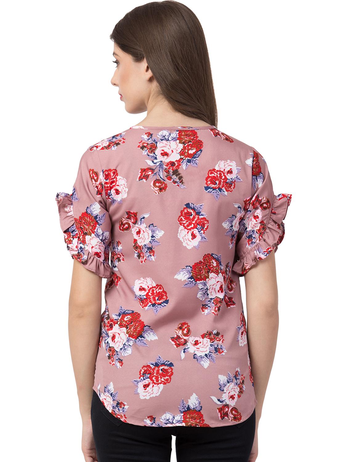 tie knot bell sleeved floral top - 16658252 - Zoom Image - 3