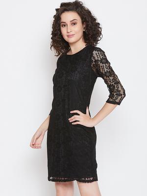 round neck floral laced sheath dress - 16658285 - Standard Image - 2