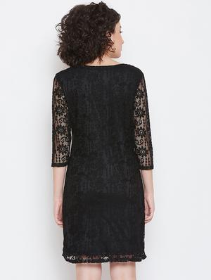 round neck floral laced sheath dress - 16658285 - Standard Image - 3