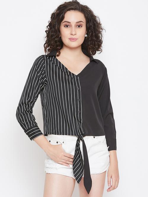 knotted hem striped top - 16658301 - Standard Image - 1