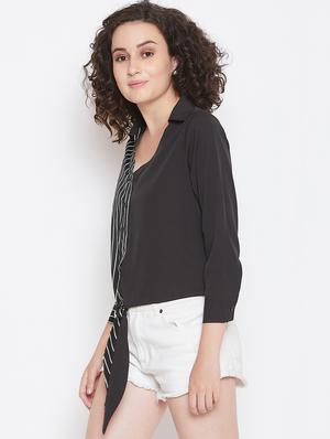 knotted hem striped top - 16658301 - Standard Image - 2