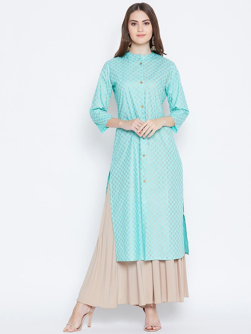 foil print high-slit kurta - 16658384 - Zoom Image - 1