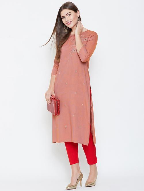 pastel embroidered straight kurta - 16658400 - Standard Image - 1