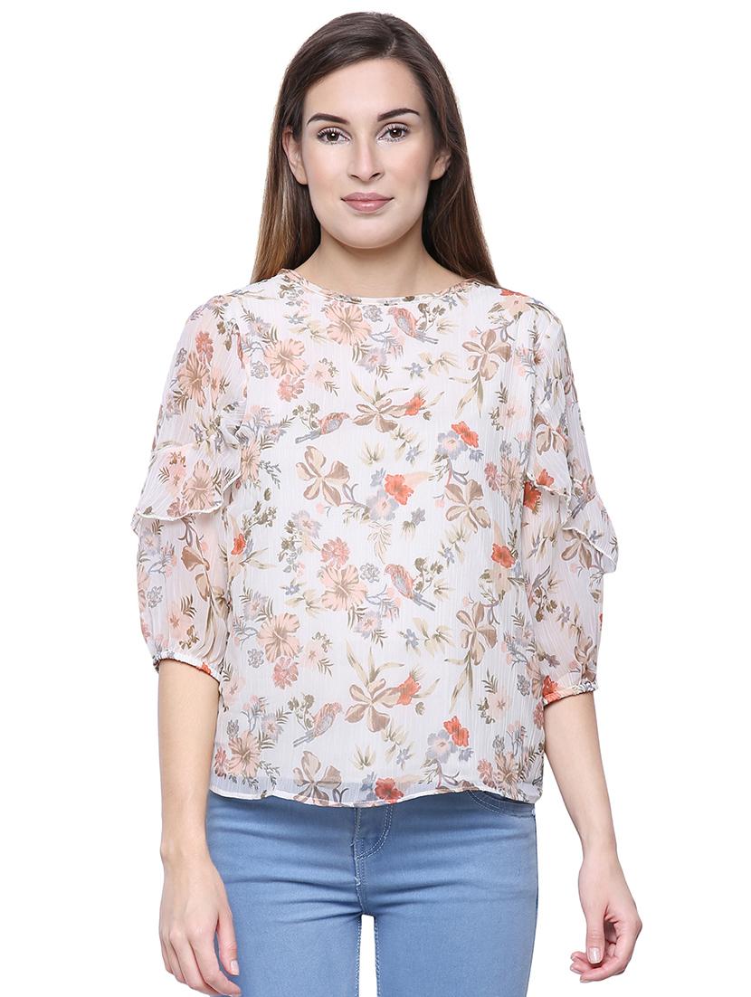 boat neck floral top - 16658528 - Zoom Image - 1