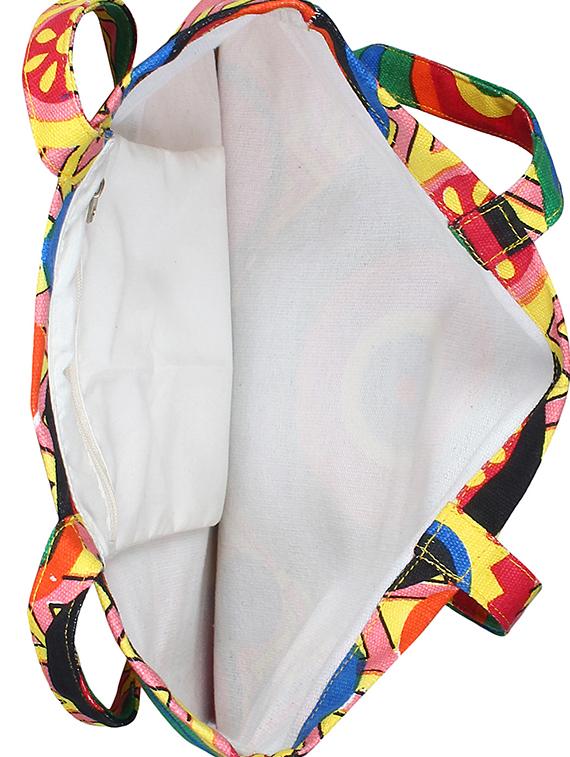 multi colored canvas regular shopping bag - 16658572 - Zoom Image - 4