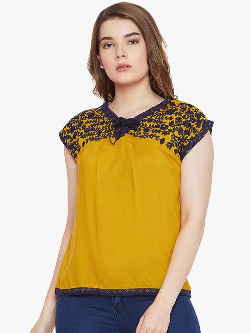 tassel tie up embroidered top - 16658585 - Standard Image - 1