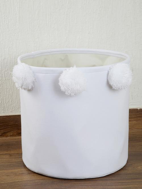 white pom pom storage hamper - 16658621 - Standard Image - 1