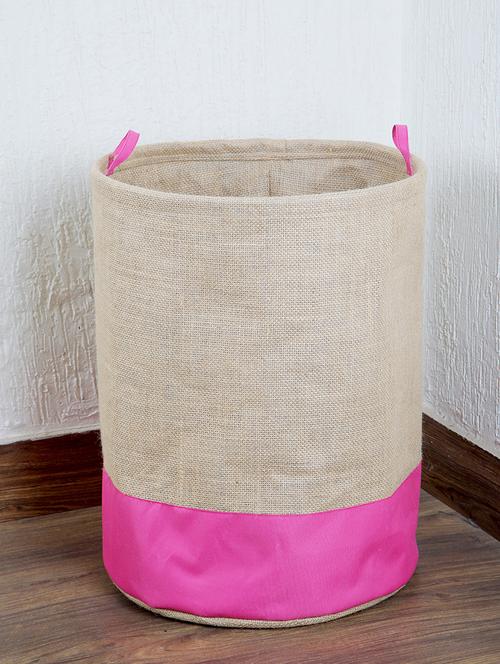 pink jute storage hamper - 16658665 - Standard Image - 1