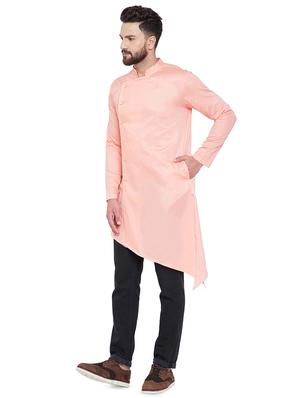 pink solid asymmetric kurta - 16658825 - Standard Image - 2