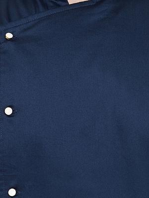 navy blue solid asymmetric kurta - 16658826 - Standard Image - 4