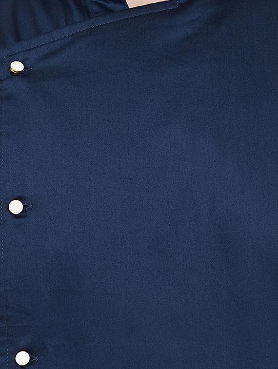 navy blue solid asymmetric kurta - 16658826 - Zoom Image - 4