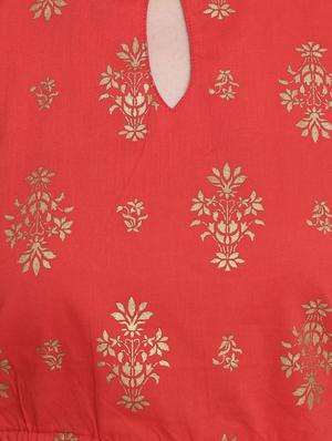 foil print flared skirt top set - 16658848 - Standard Image - 5