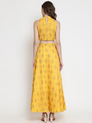 foil print flared skirt top set - 16658849 - Standard Image - 4