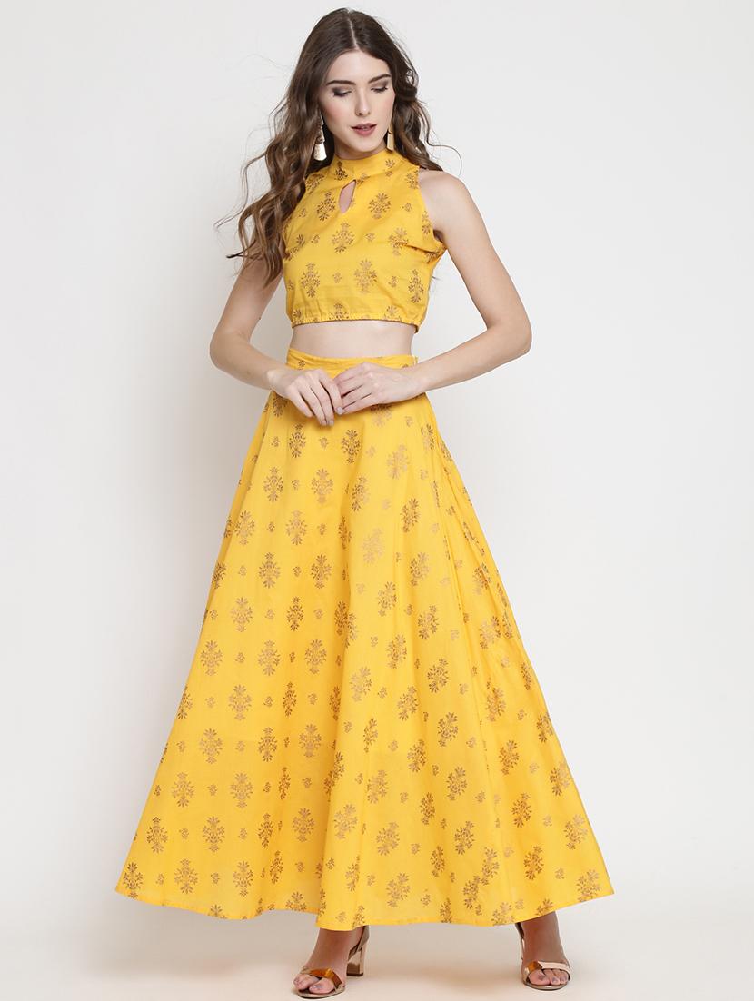 foil print flared skirt top set - 16658849 - Zoom Image - 2