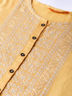 soild embroidered straight kurta - 16659123 - Standard Image - 4
