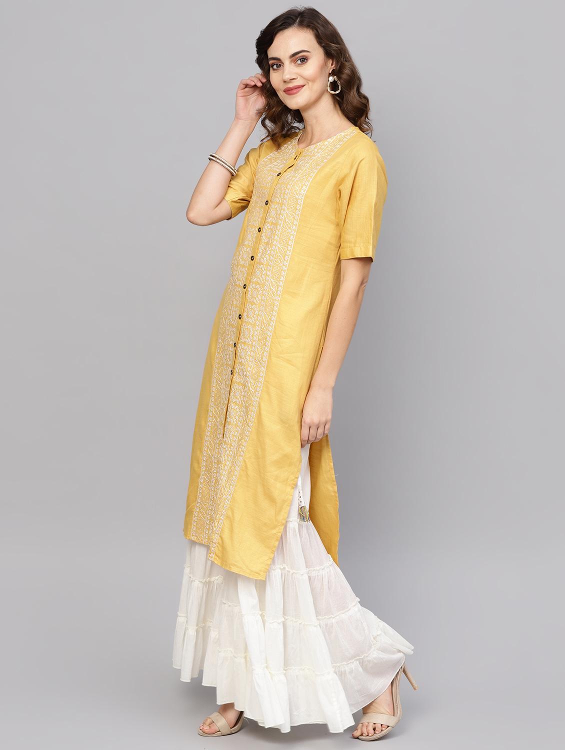 soild embroidered straight kurta - 16659123 - Zoom Image - 2