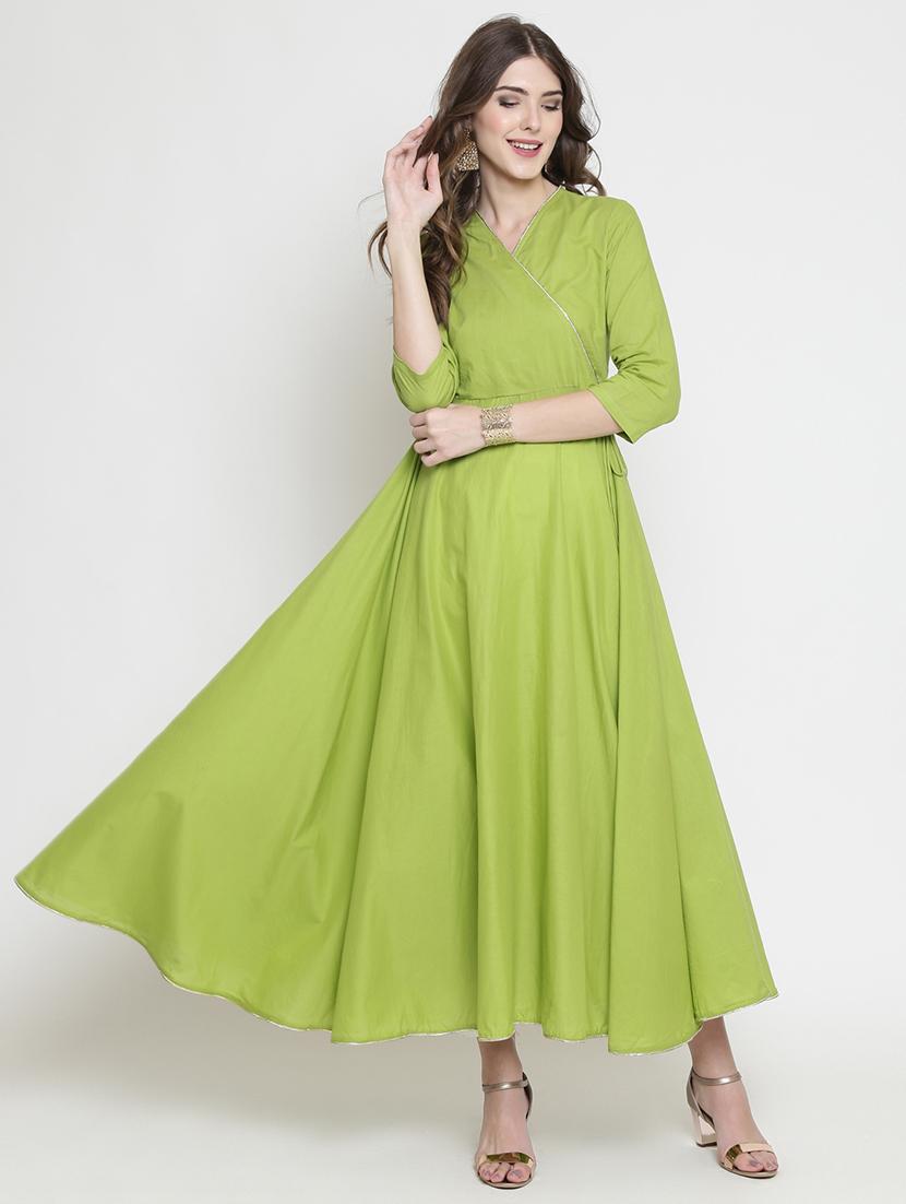 soild flared angrakha kurta - 16659216 - Zoom Image - 1