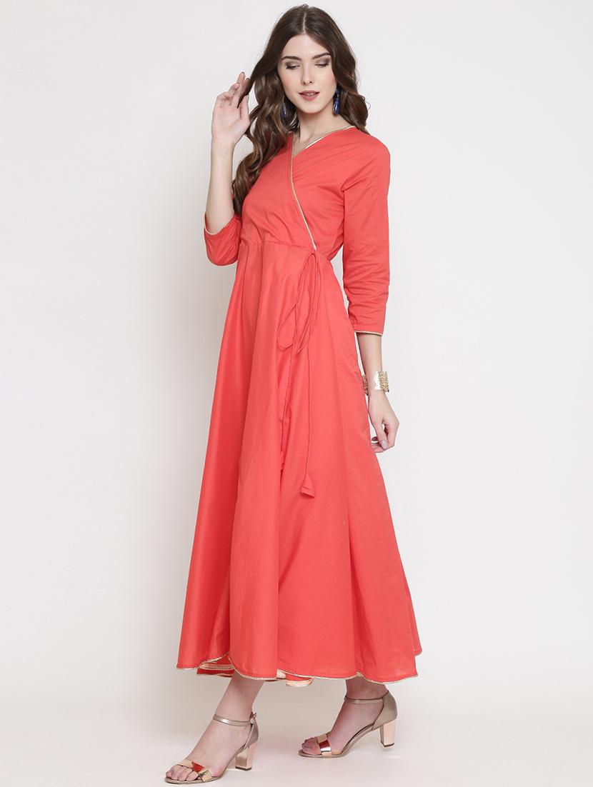 soild flared angrakha kurta - 16659217 - Zoom Image - 2