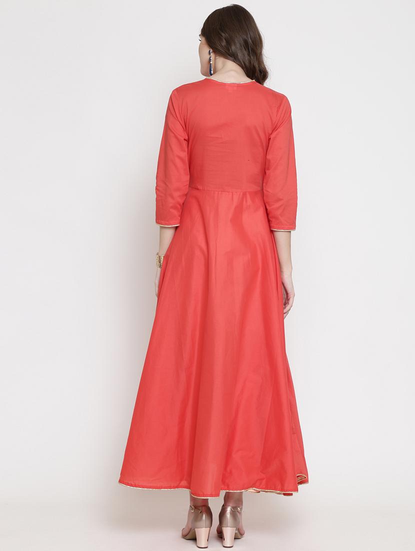 soild flared angrakha kurta - 16659217 - Zoom Image - 3