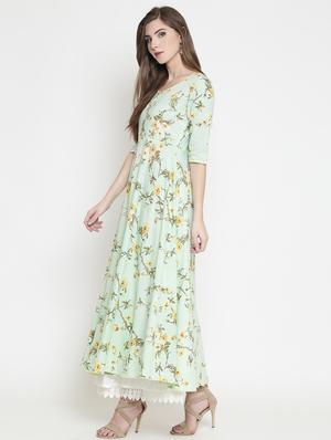 pastel floral flared ethnic dress - 16659229 - Standard Image - 2