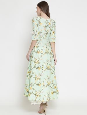 pastel floral flared ethnic dress - 16659229 - Standard Image - 3