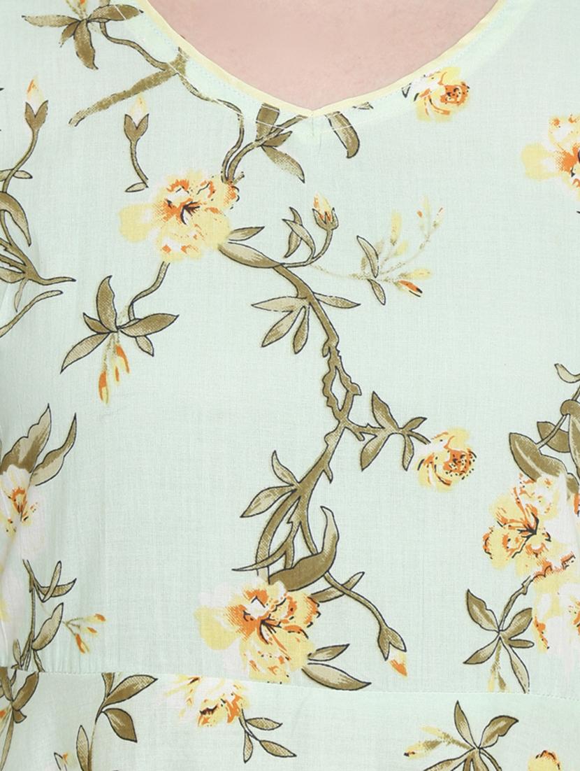 pastel floral flared ethnic dress - 16659229 - Zoom Image - 4