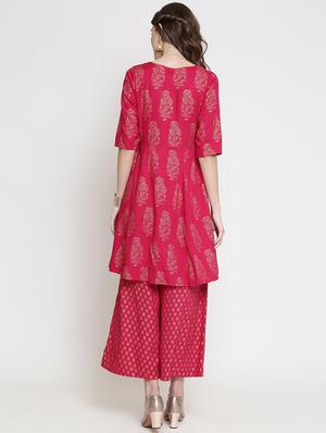 gold print a-line kurta - 16659232 - Standard Image - 4
