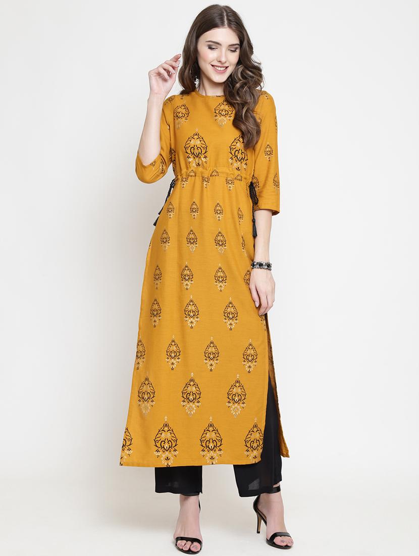 ethnic motifs high-slit kurta - 16659234 - Zoom Image - 2