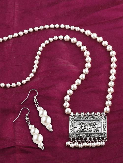 silver tone silver plated long necklace - 16659267 - Standard Image - 1
