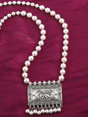 silver tone silver plated long necklace - 16659267 - Standard Image - 2