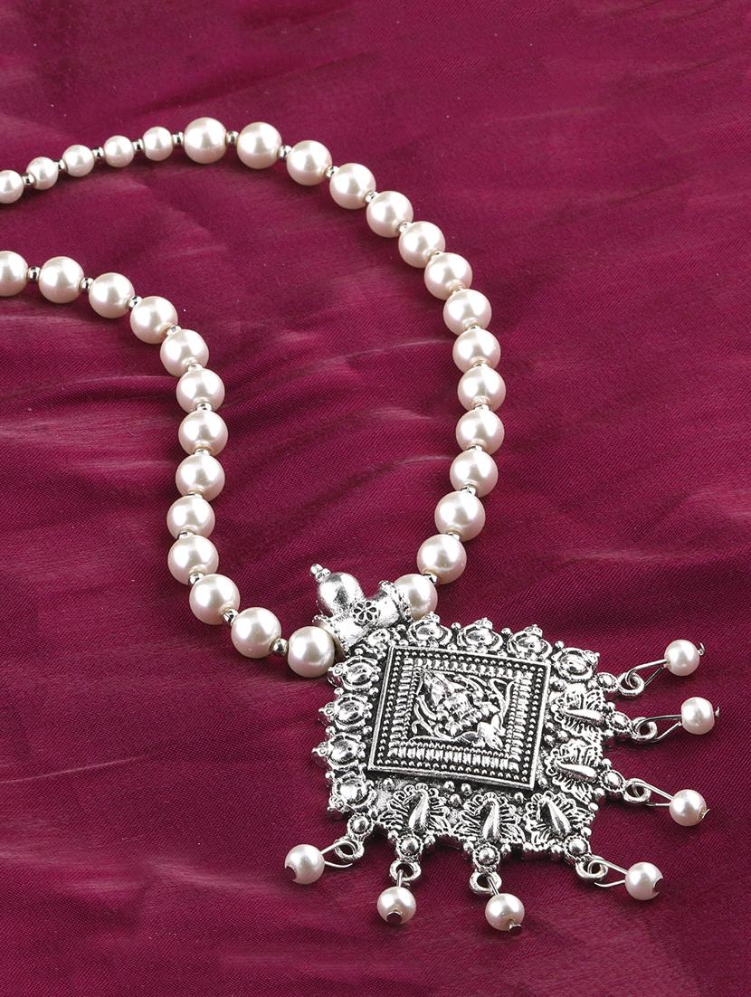 silver plated long necklace - 16659268 - Zoom Image - 2