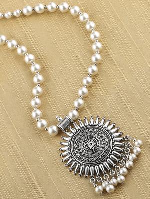 silver plated long necklace - 16659283 - Standard Image - 2