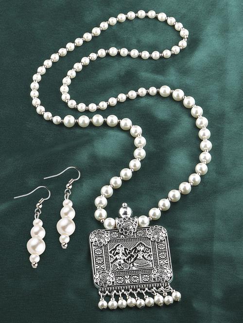 silver plated long necklace - 16659287 - Standard Image - 1