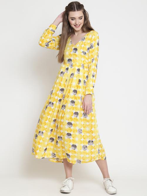 overlap neck pleated maxi dress - 16659345 - Standard Image - 1