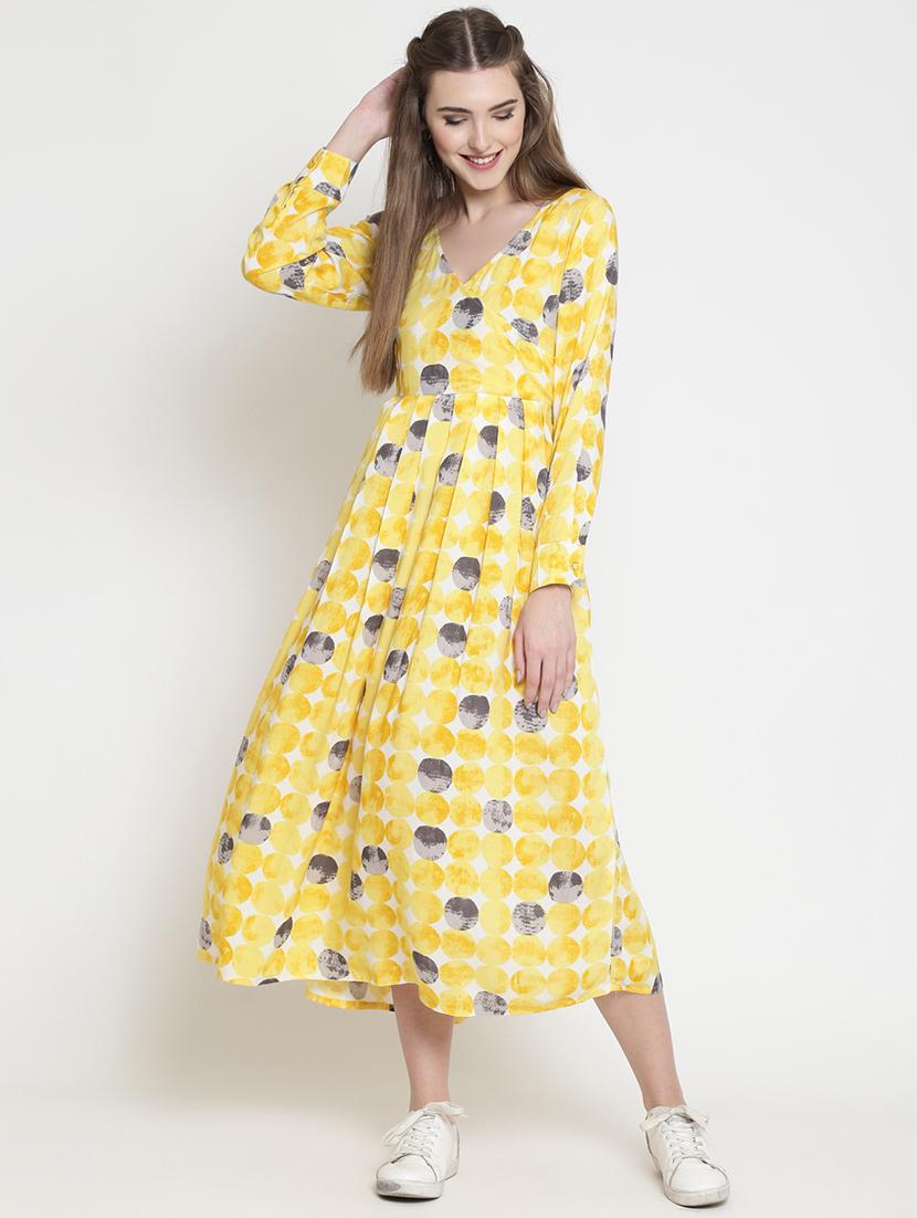 overlap neck pleated maxi dress - 16659345 - Zoom Image - 1
