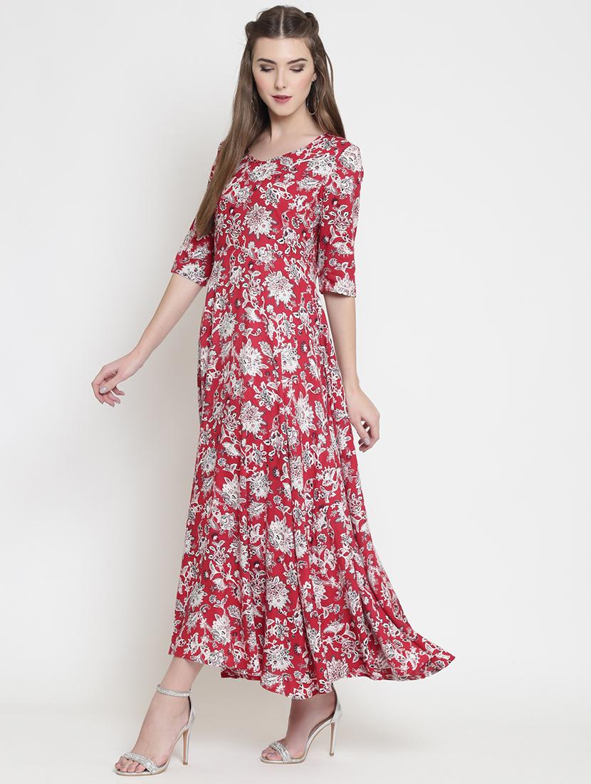 round neck floral maxi dress - 16659347 - Zoom Image - 2