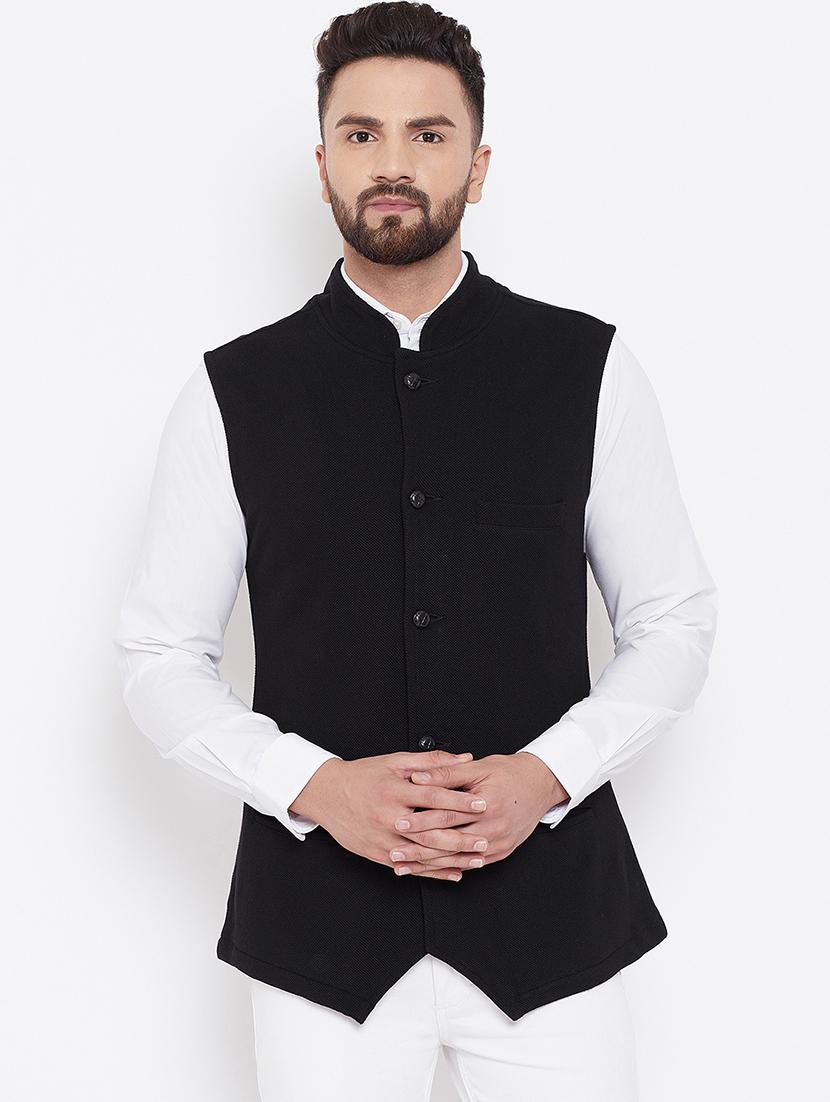black solid nehru jacket - 16659370 - Zoom Image - 1