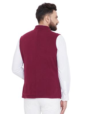 red solid nehru jacket - 16659381 - Standard Image - 3