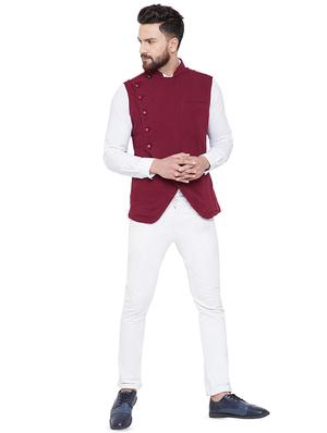 red solid nehru jacket - 16659381 - Standard Image - 4
