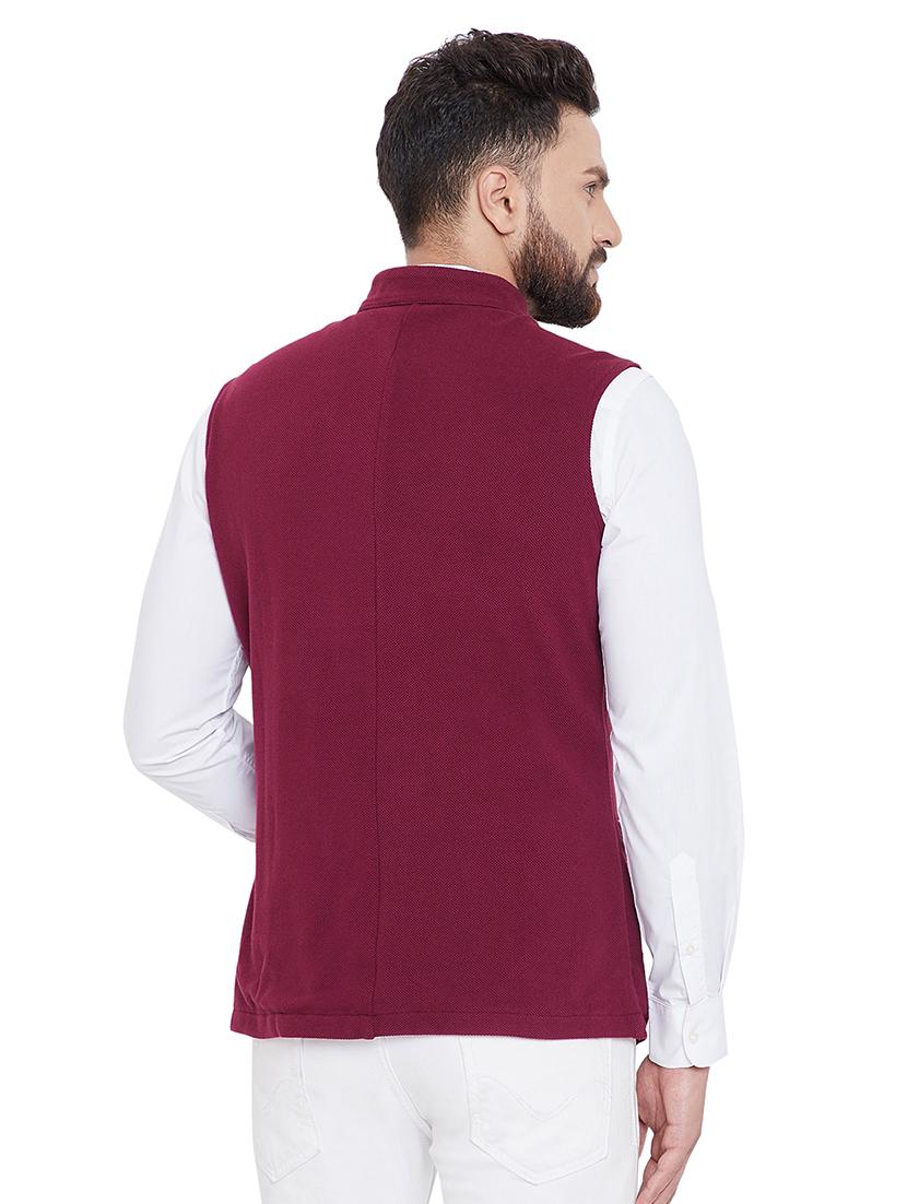 red solid nehru jacket - 16659381 - Zoom Image - 3