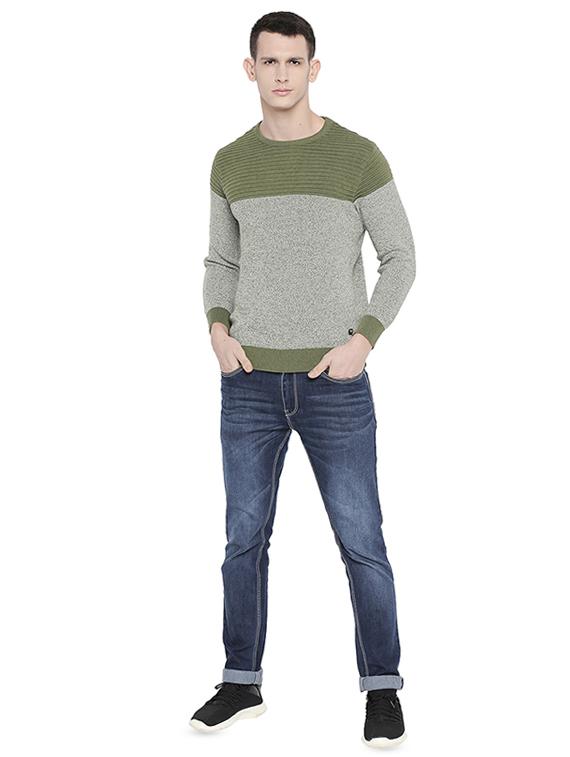 green color block pullover - 16659395 - Zoom Image - 4